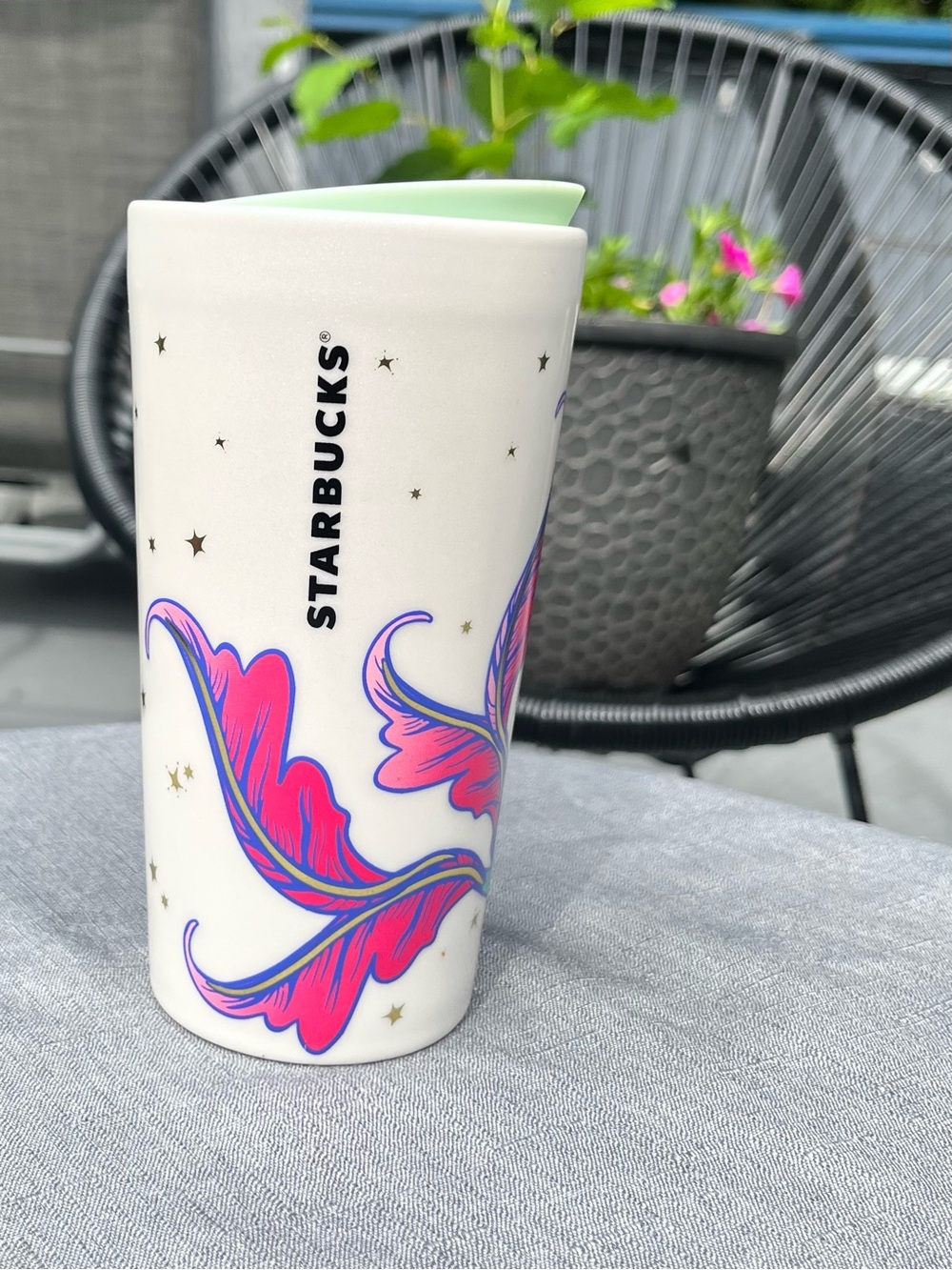 2015 Starbucks Peacock Siren Ceramic Travel Mug 12 oz With Lid *Brand new - Picture 2 of 15